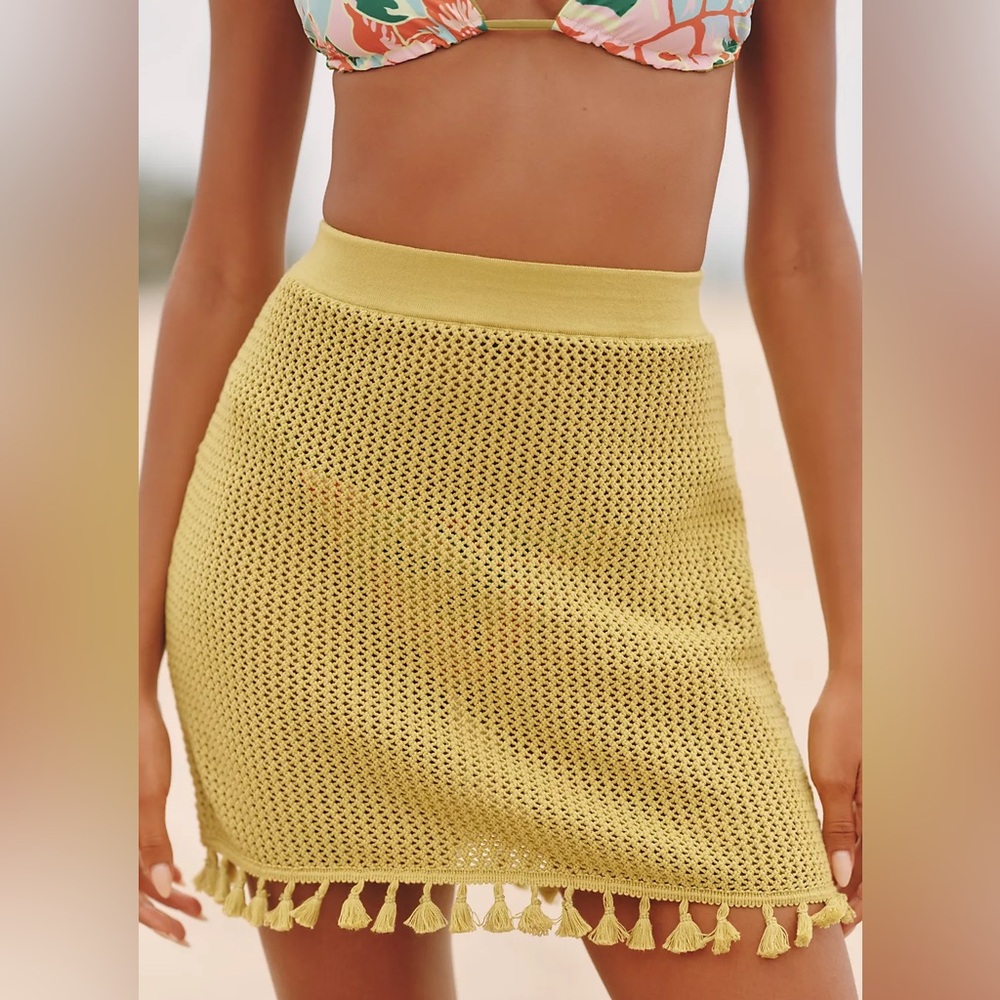Celandine Crochet Tassel Mini Skirt - Citron